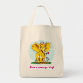 Cute Elephant Tote Bag – “Have a Wonderful Day!”  トートバッグ