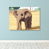 Cute elephant up close canvas print キャンバスプリント (インサイチュ (ウッドフロア))