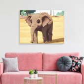 Cute elephant up close canvas print キャンバスプリント (インサイチュ (リビング))