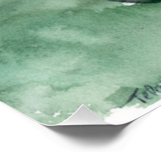 Cute Elephant Watercolor ポスター (コーナー)