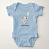 Cute Elephant Watercolor Balloon Baby Bodysuit ベビーボディスーツ (正面)