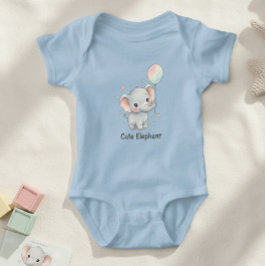 Cute Elephant Watercolor Balloon Baby Bodysuit ベビーボディスーツ