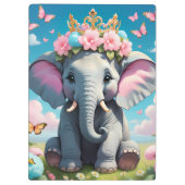 Cute Elephant with a flower crown クリップボード (裏面)