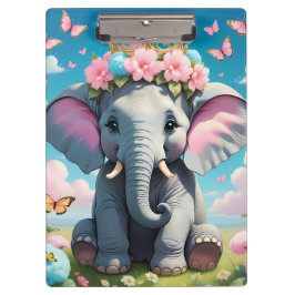 Cute Elephant with a flower crown クリップボード
