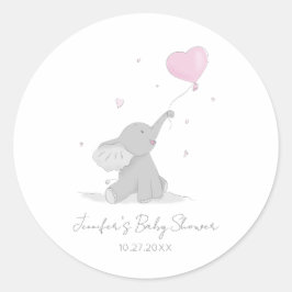 Cute Elephant with Balloon Baby Shower ラウンドシール