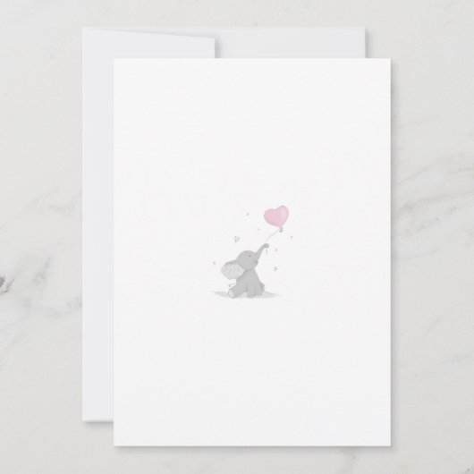Cute Elephant with Balloon Baby Shower 招待状 (裏面)