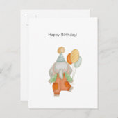 Cute Elephant With Balloons Happy Birthday Card ポストカード (正面/裏面)