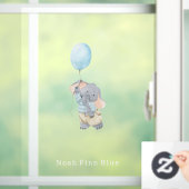 Cute Elephant With Blue Balloon Name Sticker ウィンドウサイン (ホーム)