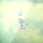 Cute Elephant With Blue Balloon Name Sticker ウィンドウサイン (シート3)