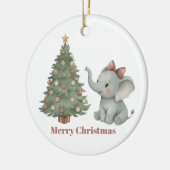 Cute Elephant with Christmas Tree Ornament セラミックオーナメント (左)
