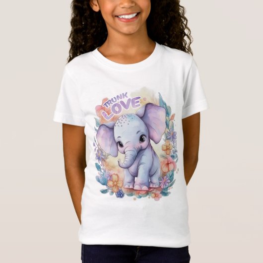 cute elephant with colorful flowers tシャツ (正面)