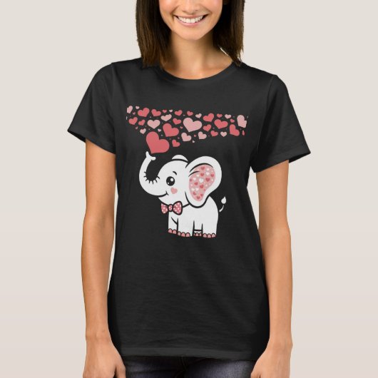 Cute Elephant with Hearts Illustration Tシャツ (正面)
