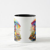 Cute Elephant with Rainbow Umbrella Coffee Mug マグカップ (中央)