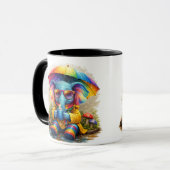 Cute Elephant with Rainbow Umbrella Coffee Mug マグカップ (正面左)