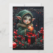 Cute Elf Child in Green Hooded Coat  招待状 (裏面)