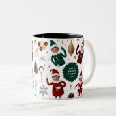 Cute Elf Dolls Crafty Holiday Collage  ツートーンマグカップ (正面右)