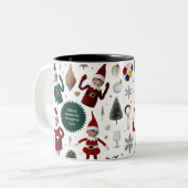 Cute Elf Dolls Crafty Holiday Collage  ツートーンマグカップ (正面左)
