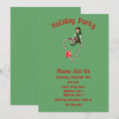 Cute Elf On Candy Cane Heart Christmas Holiday  招待状 (正面/裏面)