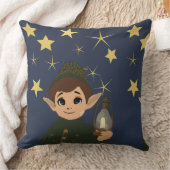 Cute Elf Watcher Square Throw Pillow Starry Night クッション (ブランケット)