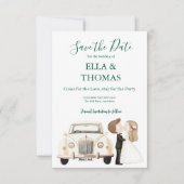 Cute Emerald green Kissing Couple セーブザデート (正面)