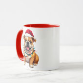 Cute English Bulldog Christmas Santa Pet Dog Lover マグカップ (正面左)