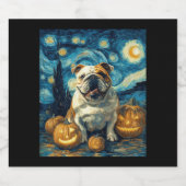 Cute English Bulldog Dog Halloween Jack O Lantern スパークリングワインラベル (シングルラベル)