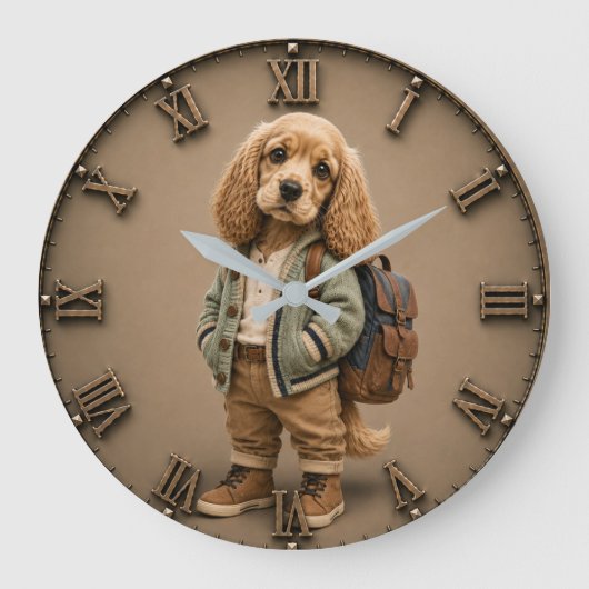 Cute English Cocker Spaniel Puppy ラージ壁時計 (正面)