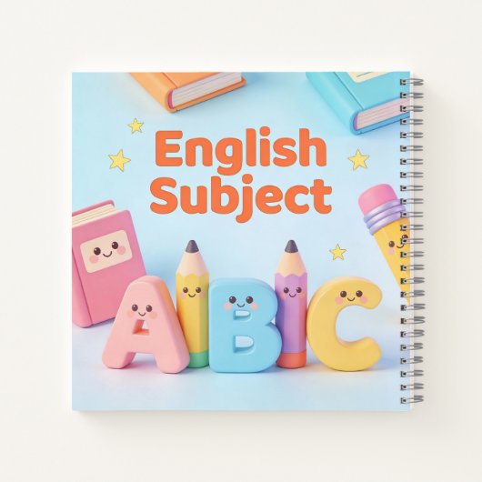 Cute English Subject ABC Learning Kawaii Notebook ノートブック (裏面)