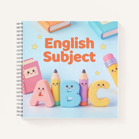 Cute English Subject ABC Learning Kawaii Notebook  ノートブック (正面)