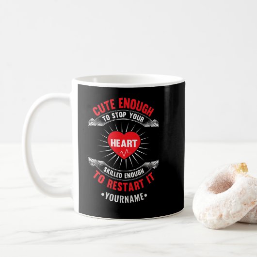 Cute Enough to Stop Your Heart Skilled Enough to コーヒーマグカップ (ドーナツ)
