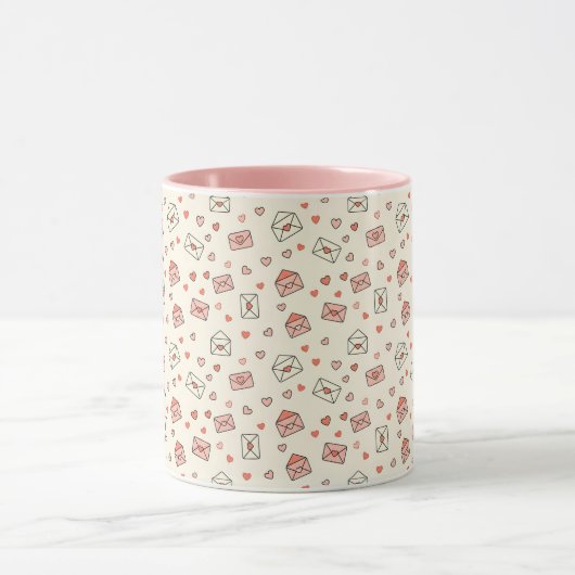 Cute Envelopes & Hearts Seamless Valentine マグカップ (中央)