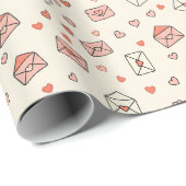 Cute Envelopes & Hearts Seamless Valentine ラッピングペーパー (ロールコーナー)