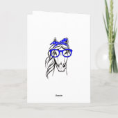 Cute Equestrian Blue Western Funny Horse Birthday カード (裏面)