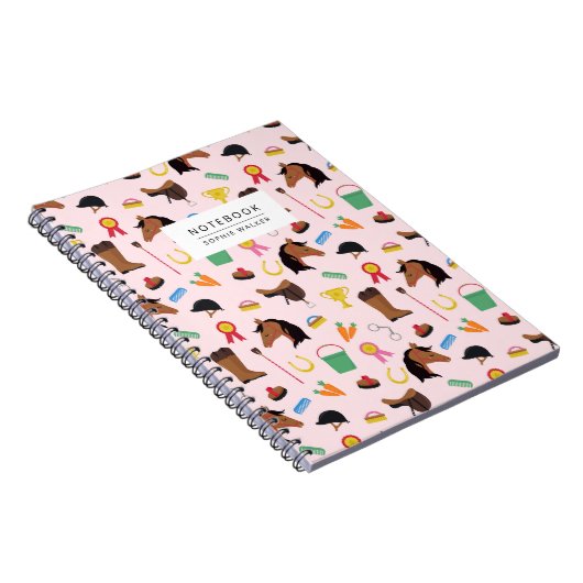Cute Equestrian Pattern Personalised Notebook ノートブック (右側)