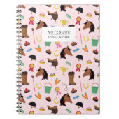 Cute Equestrian Pattern Personalised Notebook ノートブック (正面)