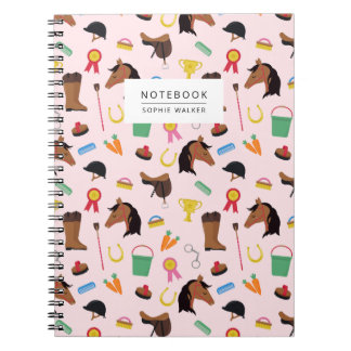 Cute Equestrian Pattern Personalised Notebook ノートブック