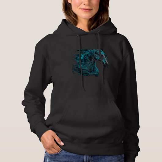 Cute Equestrian Turquoise Horse Love Horseback Rid パーカ (正面)