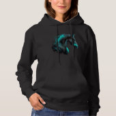 Cute Equestrian Turquoise Horse Love Horseback Rid パーカ (正面)
