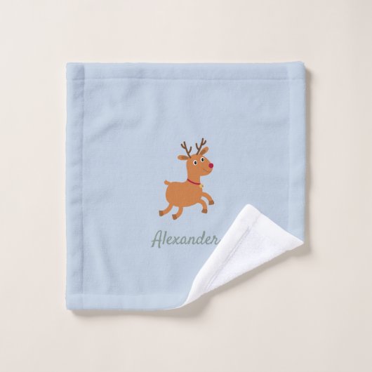 Cute ersonalized Burp Cloth with Moose ウォッシュタオル (ウォッシュタオル)
