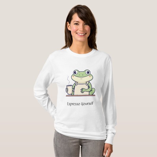Cute Espresso Yourself Frog Women's Shirt Tシャツ (正面フル)