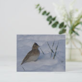 Cute Eurasian Skylark Bird in Snow DIY Postcard シーズンポストカード (スタンド正面)