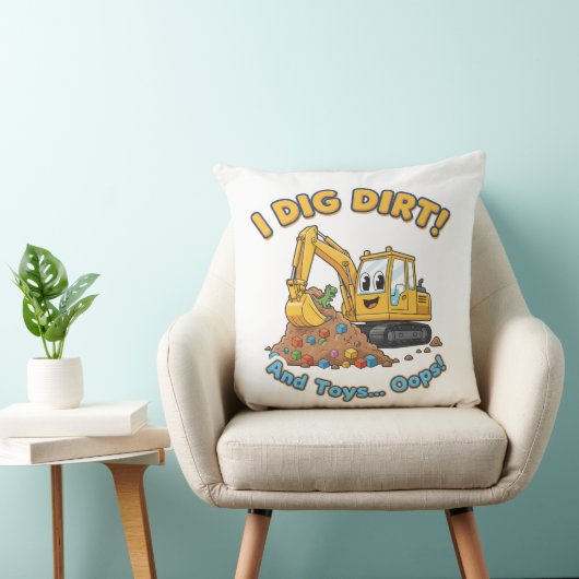 Cute Excavator-Funny Construction Decor クッション (椅子)