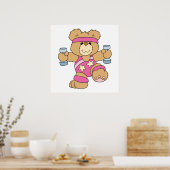 Cute Exercise Fitness bear ポスター (キッチン)