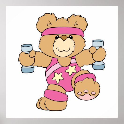 Cute Exercise Fitness bear ポスター (正面)