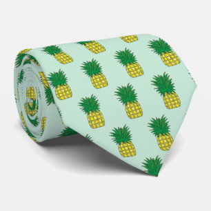 Cute Exotic Pineapple Pattern Yellow Green Design ネクタイ