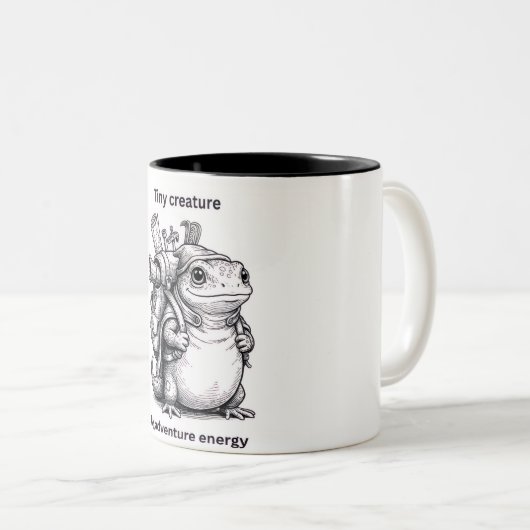 Cute Explorer Frog Mug Tiny Creature Big Adventure ツートーンマグカップ (正面右)