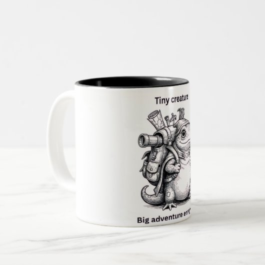 Cute Explorer Frog Mug Tiny Creature Big Adventure ツートーンマグカップ (正面左)