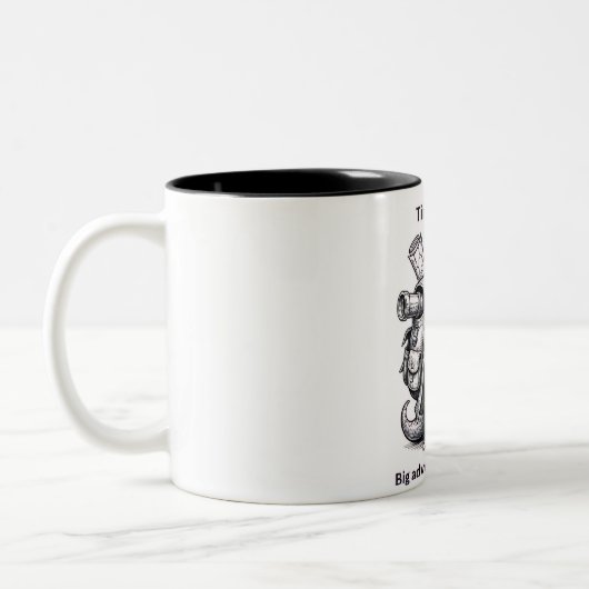 Cute Explorer Frog Mug Tiny Creature Big Adventure ツートーンマグカップ (左)