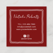 Cute Eyelash Extensions Technician Beauty Salon スクエア名刺 (裏面)