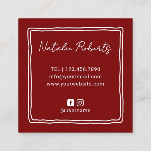 Cute Eyelash Extensions Technician Beauty Salon スクエア名刺 (裏面)